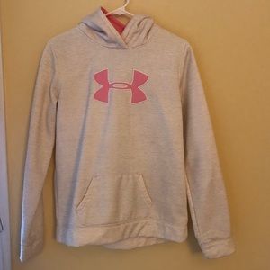 Under Armour Cream and Pink Hoodie (kids XL)